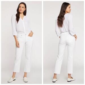 NYDJ Marilyn Straight Crop Jeans White Denim Lift Tuck Women's Stretch - Size 10